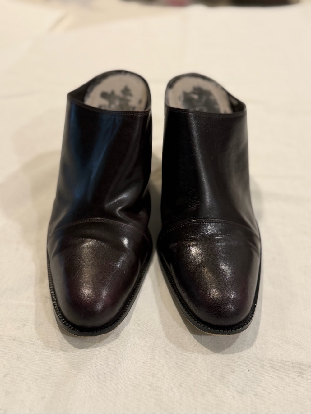 Unisa Dark Brown Leather Mule Block Heel Shoes Size 10